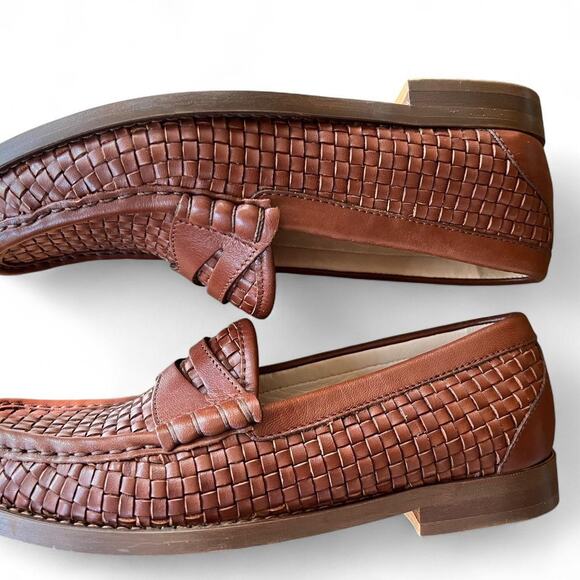 J.Crew Woven Leather Penny Loafers Brown Size 6 Made in Morocco Slip-On Flats - Picture 5 of 7